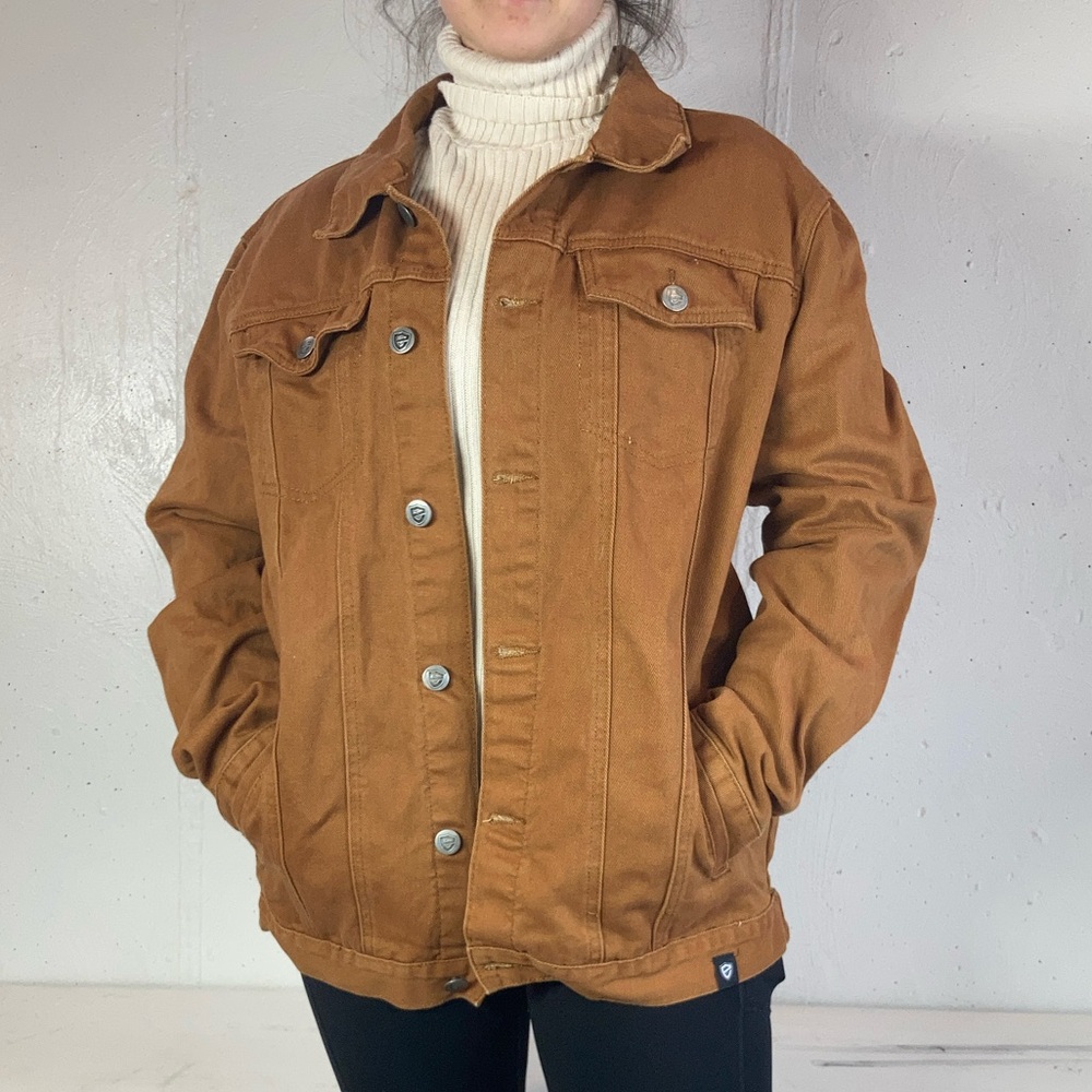 Tan Canvas Denim Button Down Jacket - image 3